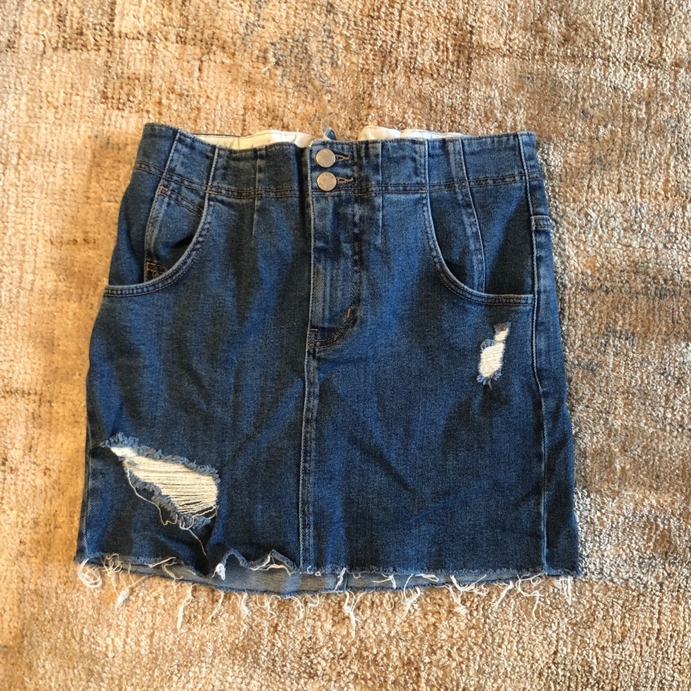 free people denim mini skirt